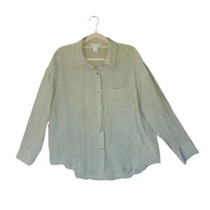 House Of Harlow 1960 Button Down Top Sage Green Collared Long Sleeve Size Large